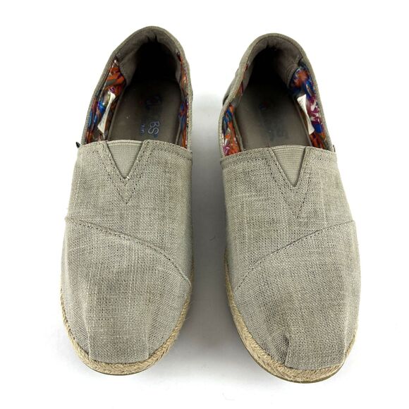 Skechers BOBS Memory foam Light Beige Canvas Slip on Shoes Womens SZ 9.5 - Picture 5 of 15